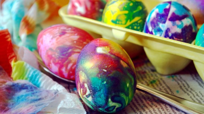 Easter eggs rice dyed bowl contents table colors