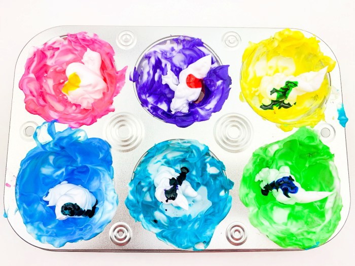 Shaving cream and food coloring