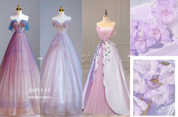 Purple flower wedding dress