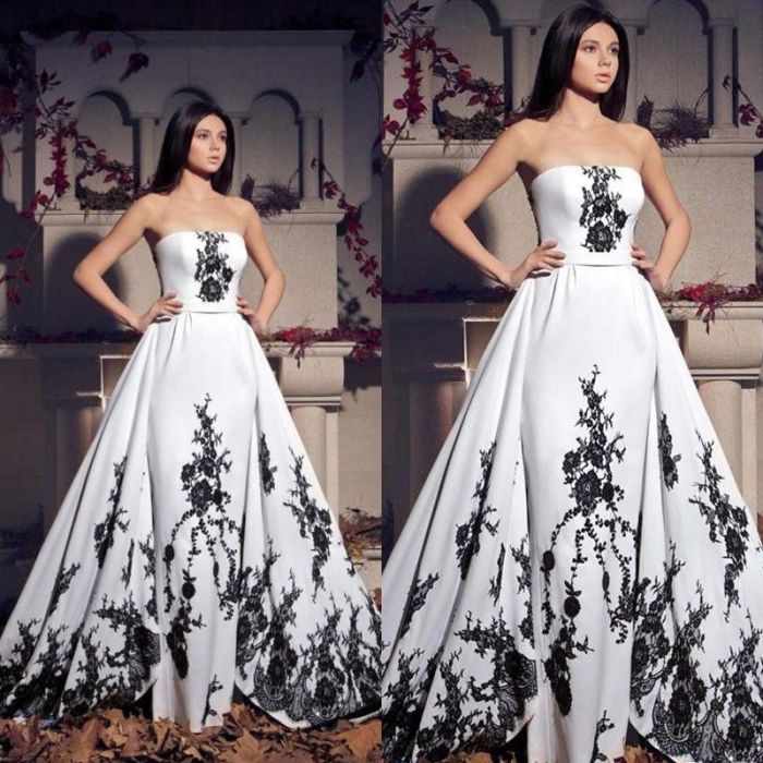 Vintage black and white wedding dresses